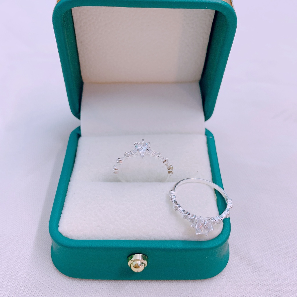 Nhẫn nữ bạc thật đính đá nhỏ xinh xắn, sáng đẹp - Kho sỉ bạc Nhất Linh