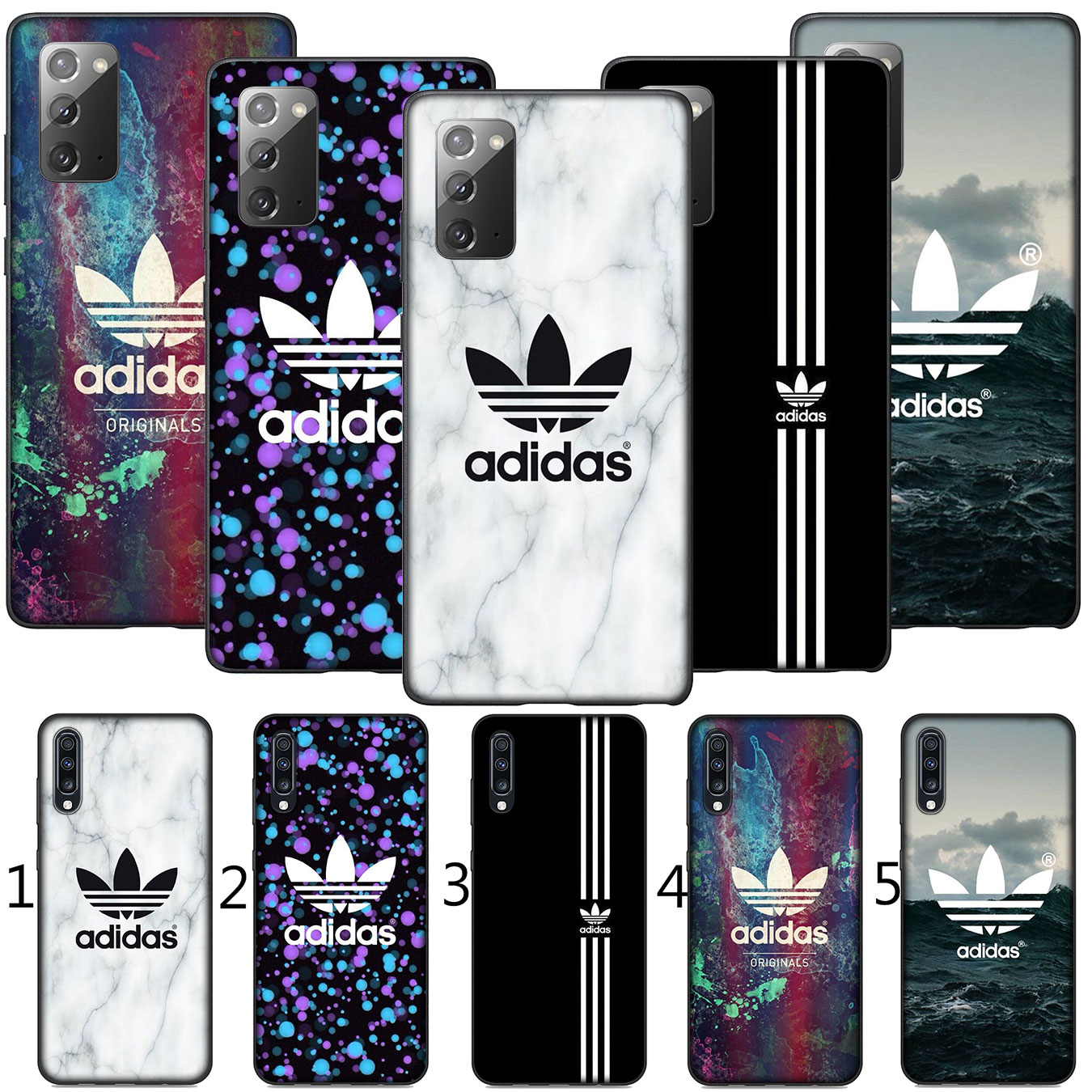 Ốp điện thoại silicon mềm B54 Logo Adidas cho Samsung Galaxy A9 A8 A7 A6 Plus J8 2018 + A21S A70 M20 A6+ A8+ 6Plus