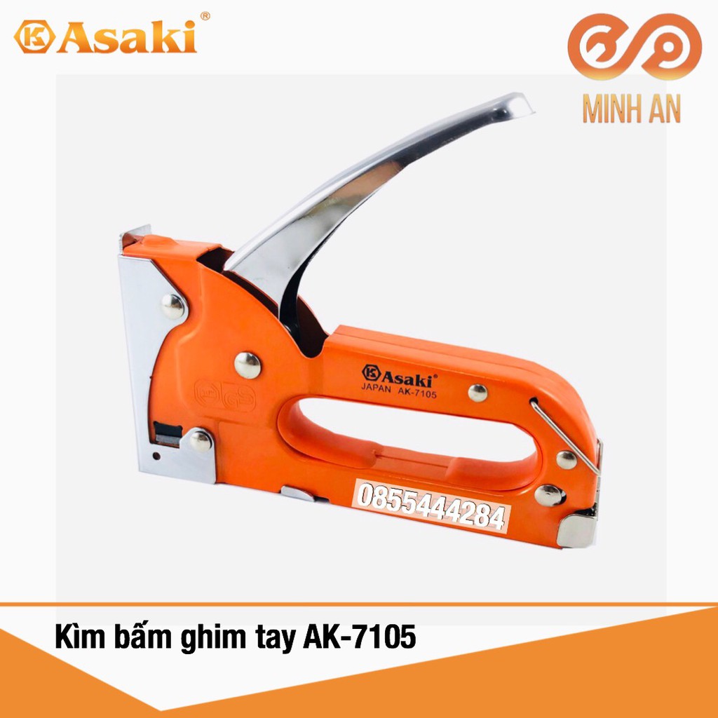 Kìm bắn ghim có tăng lực, bắn 3 kiểu ghim П U T [HÀNG CHÍNH HÃNG] Asaki AK-7105 - Súng bấm ghim 3 tác dụng đa năng