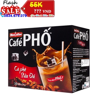 Cà phê phố maccoffee sữa đá hộp 240g - 10 gói x 24g