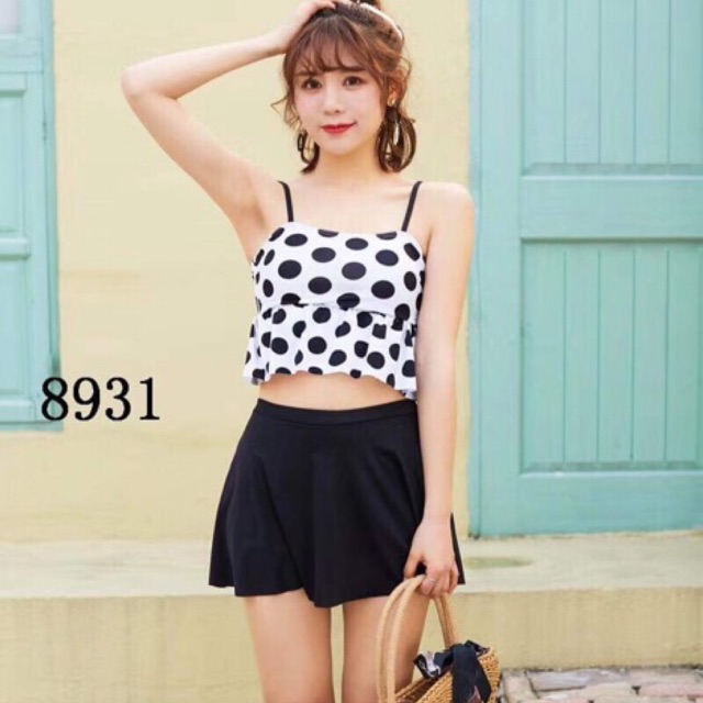 Bộ bikini đi biển quần váy kèm quần đùi trong