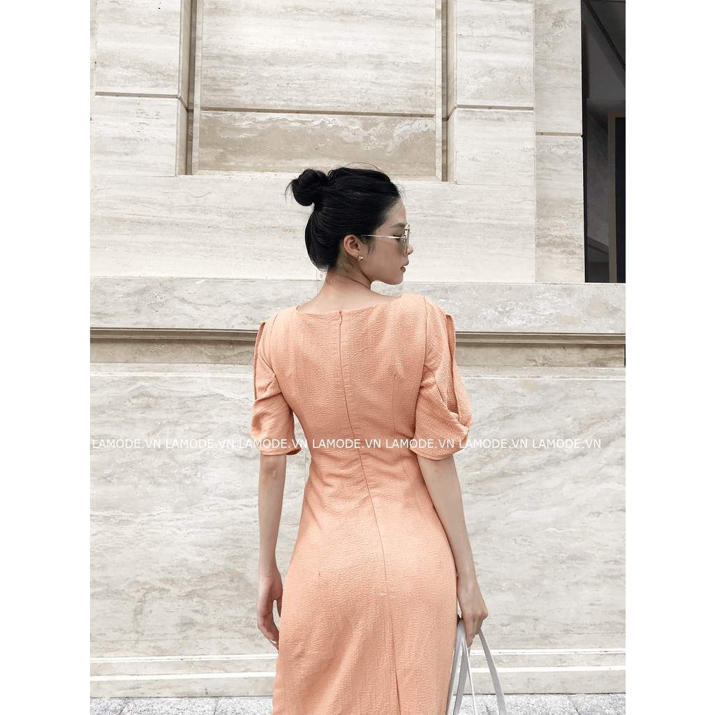 Đầm thiết kế tay xoắn rút dây siêu che bụng Risette DA1058