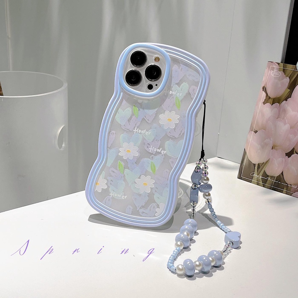 Ốp Điện Thoại TPU Mềm Trong Suốt Chống Sốc In Họa Tiết Hoa Kèm Dây Đeo Cho iPhone 11 12 13 Pro Max XR X XS Max