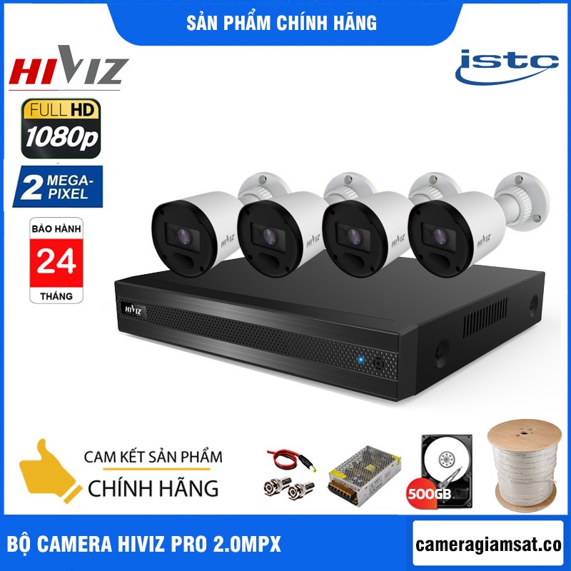 [FREESHIP⚡️]TRỌN BỘ CAMERA GIÁM SÁT HIVIZ PRO FHD 1080P KÈM HDD 500GB - BỘ [1/2/3/4] CAMERA 2.0MP, ĐỦ PHỤ KIỆN KÈM THEO