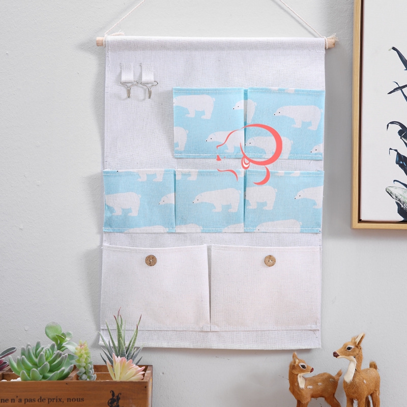 Giỏ vải cotton linen 7 ngăn đựng đồ đơn giản tiện dụng