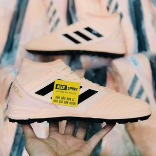 Giày Bóng Đá TQ Predator 18.3 Hồng Vạch Đen Đế Boost Đen Cao Cổ TF