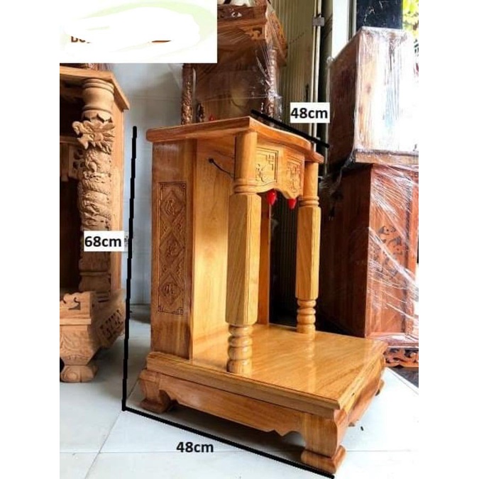 Bàn Thờ Ông Địa Gõ Đỏ  48x68x48