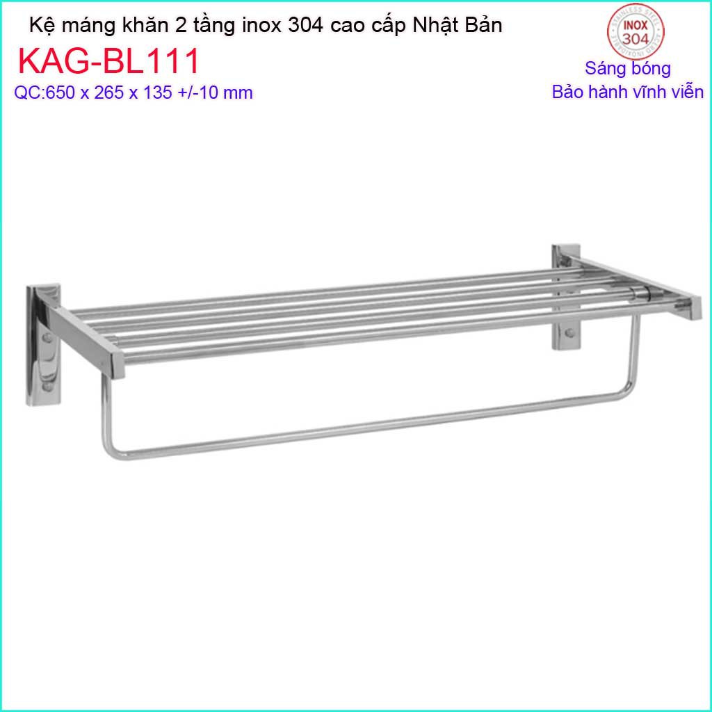 Vắt khăn bồn tắm Inox Kace KAG-BL33-BL111-BL110, máng khăn bồn tắm SUS304 Nhật Bản móc đa năng 3 trong 1 vắt khăn phơi