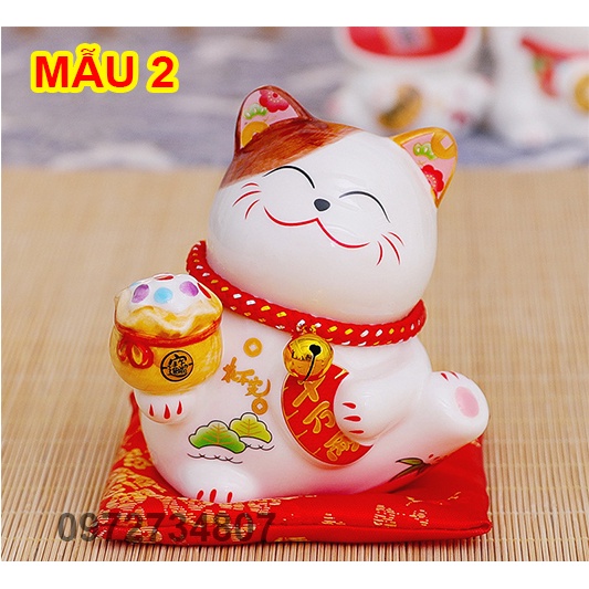 Mèo Thần Tài Phát Tài Phát Lộc - Phú Quý Giàu Sang- Gốm Sứ Cao Cấp Size 11