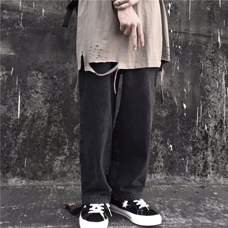 Quần bò jeans ống rộng eo chun ống dây rút oversize Ulzzang siêu chất ❤️