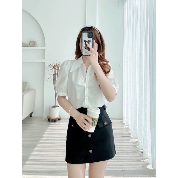 HÀNG SẴN: Sơ mi trắng tay bồng hàng xuất xịn