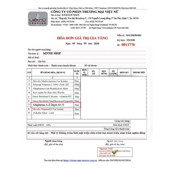 Viên Uống Vitamin Tổng Hợp Của hãng Altapharma A-Z Depot ab 50