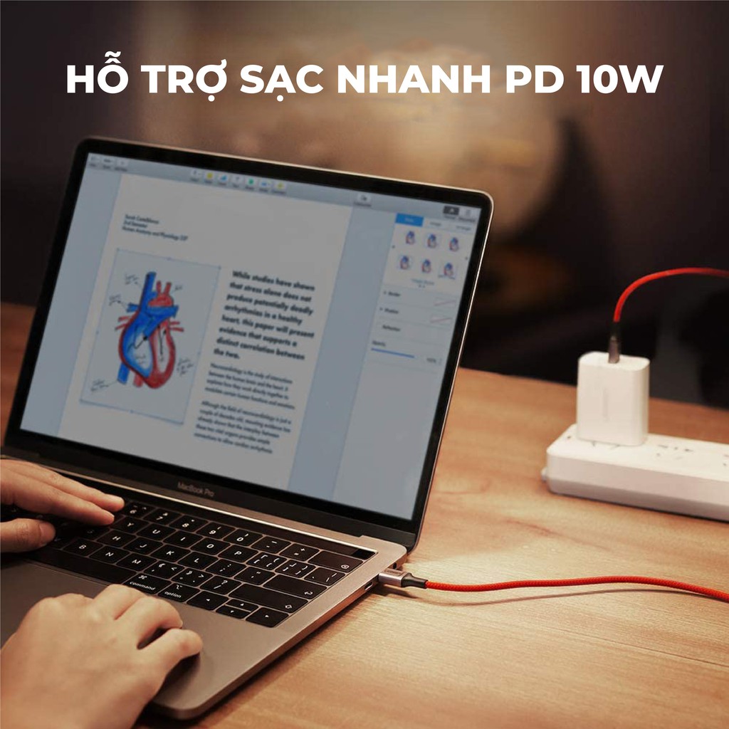 Cáp sạc và truyền dữ liệu 2 cổng USB type C PD 60W 3A bện nylon 1m US296 60186