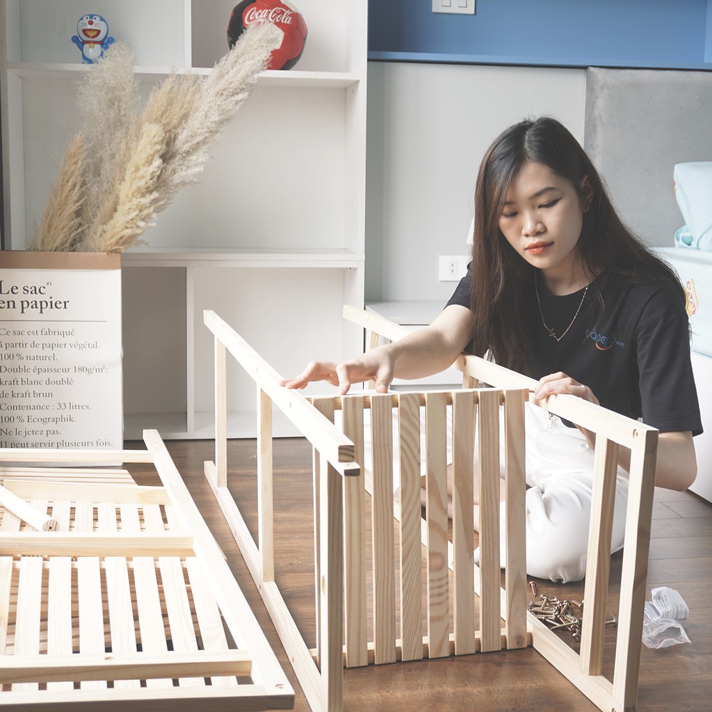 Tủ treo quần áo Táo gỗ Decor tủ gỗ thông 2 ngăn phong cách Hàn Quốc | BigBuy360 - bigbuy360.vn