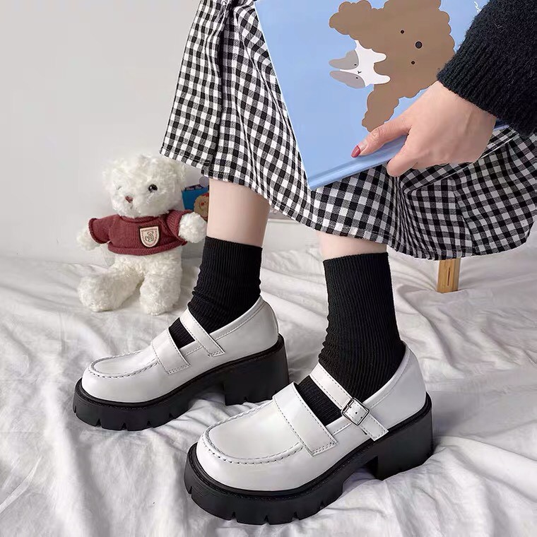 (FREESHIP-SẴN MÀU TRẮNG SIZE 39) GIÀY DA MŨI TRÒN ĐẾ CAO - GIÀY OXFORD NỮ 2021 | BigBuy360 - bigbuy360.vn