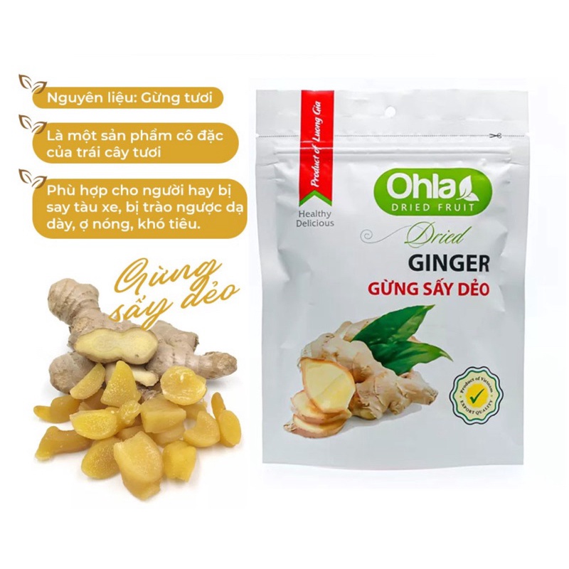 GỪNG SẤY DẺO OHLA TÚI 100G/ DRIED GINGER