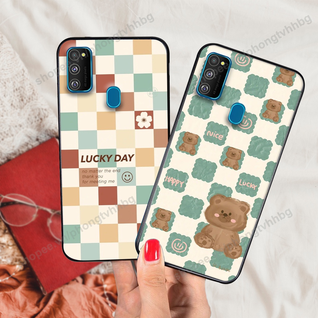 Ốp lưng Samsung M21 / M30s / M31 in mẫu gấu bo viền , smile mặt cười cực cute đẹp
