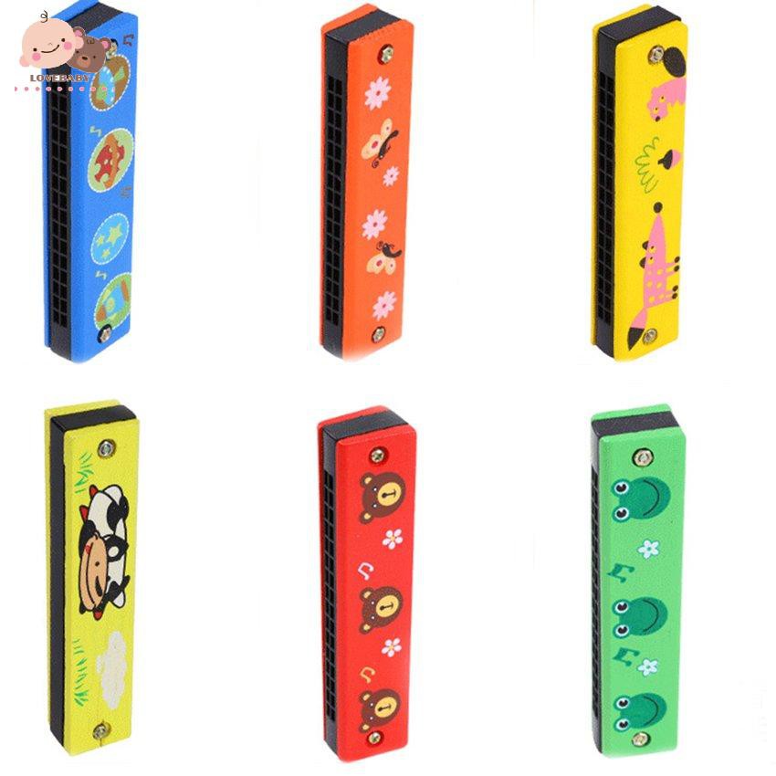 Kèn harmonica gỗ 16 lỗ hoạ tiết hoạt hình xinh xắn