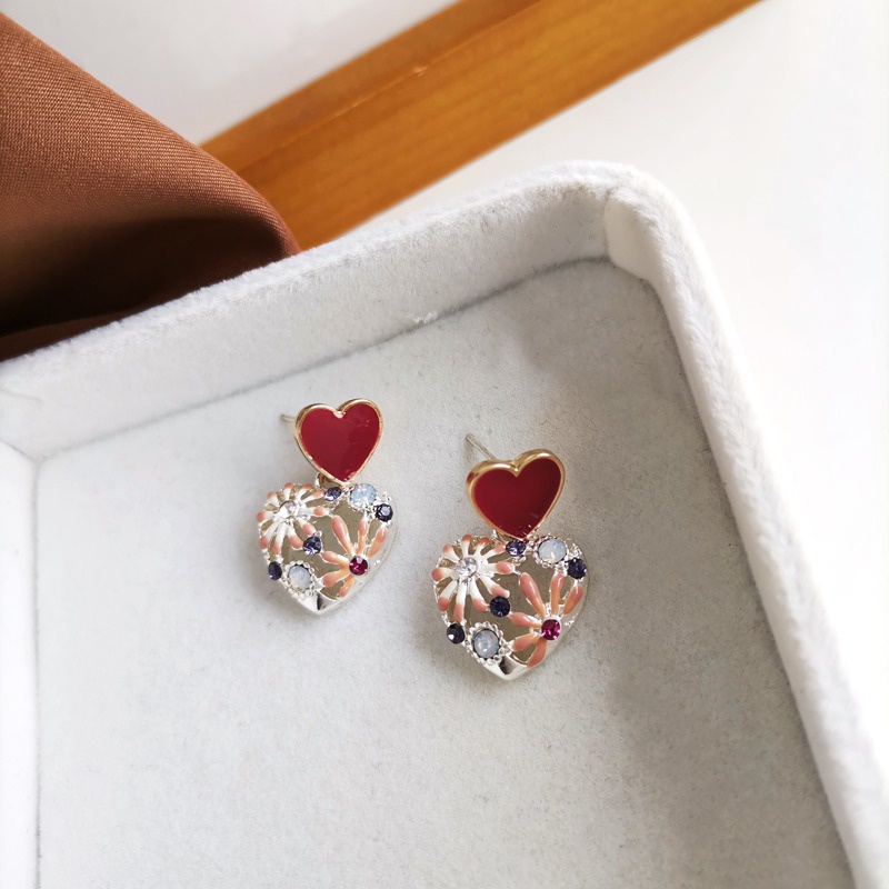 Bông tai hình trái tim phong cách Hàn Quốc dành cho nữ