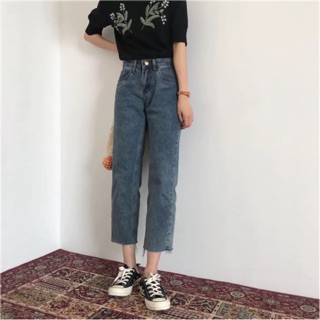 Quần jeans ống rộng dáng suông j43