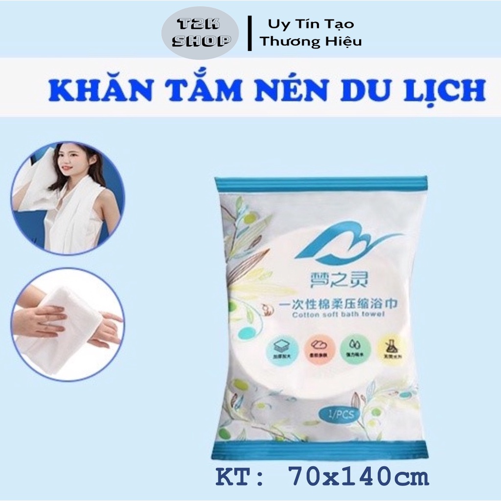 Khăn Tắm Nén Du Lịch Kích Thước 70*140cm Bằng Cotton Dùng Một Lần Tiện Lợi - T2K Shop