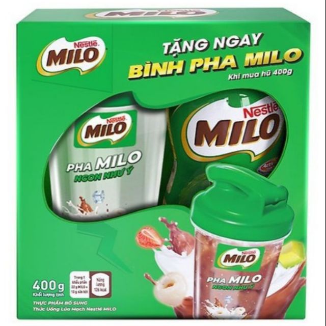 Hộp Milo kèm bình pha 550ml nhựa Duy Tân.