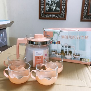 [Hot] Bộ bình trà kèm 4 cốc thuỷ tinh