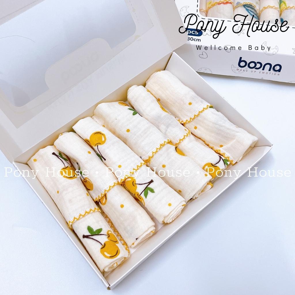 Khăn Sữa Boona - Set 6 Khăn Xô Muslin Siêu Mềm, Mịn Rửa Mặt, Tắm Cho Bé Sơ Sinh