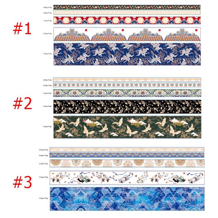 Băng dính washi tape ánh nhũ cổ trang trung hoa WSTCT02 trang tri scrapbook, sổ tay planner,...