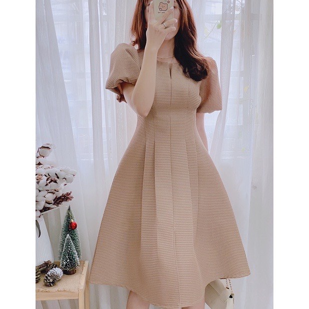 Đầm dự tiệc tay bồng dáng xòe chip eo siêu sang chãnh - Hebe Dress