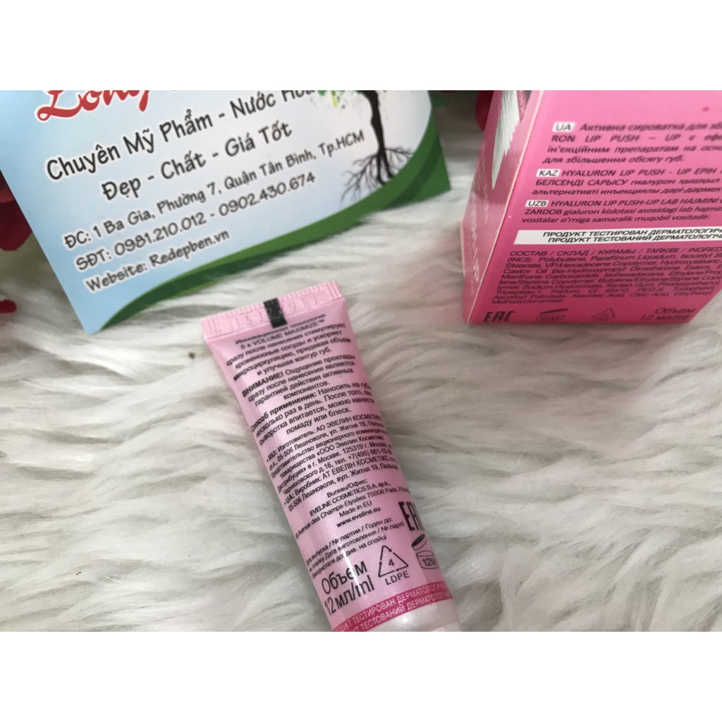 Serum làm đầy căng mọng môi Eveline Hyaluron Lip Push-Up