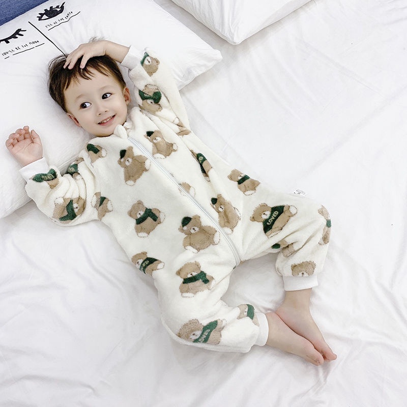 Bộ Áo Liền Quần Có Đệm Bông Thời Trang Xuân Thu Cho Bé Sơ Sinh