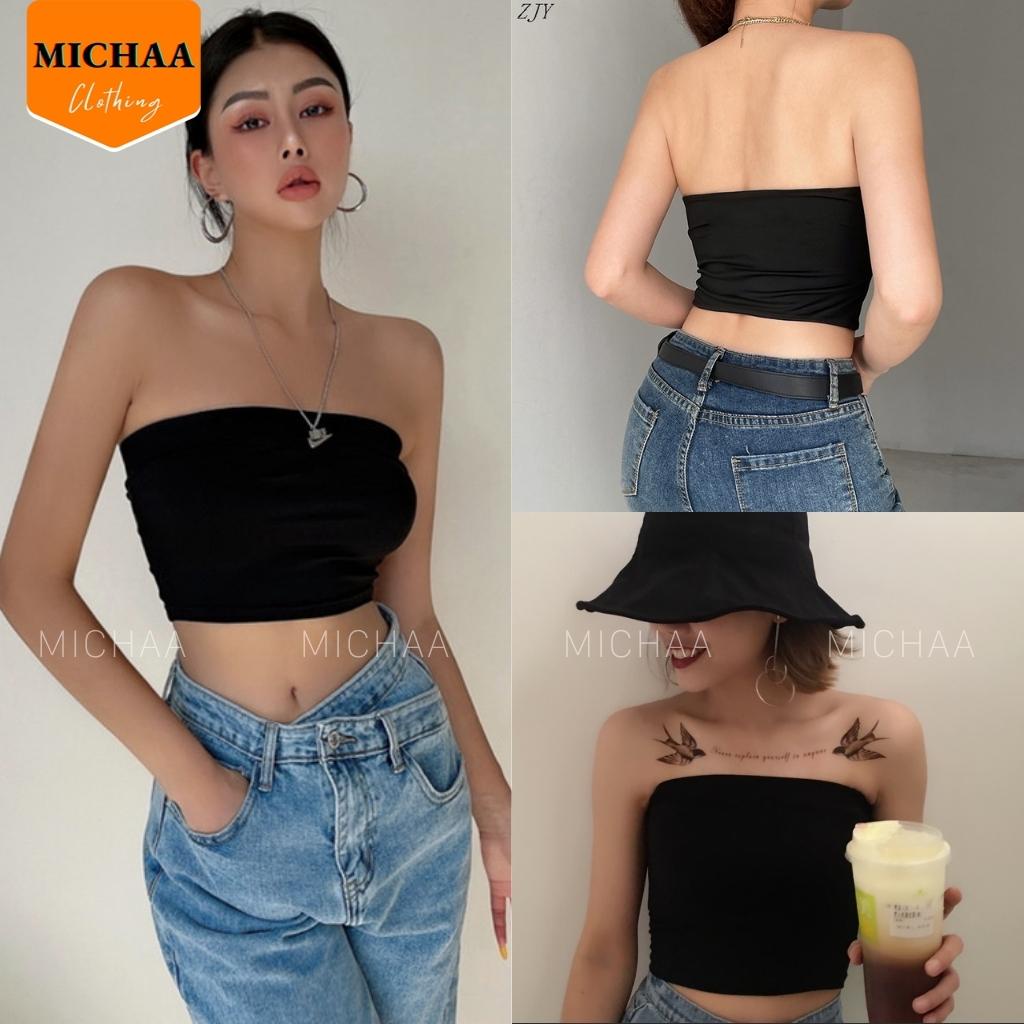 Áo Croptop ỐNG KHÔNG DÂY Nữ Basic Thun Cotton Co Giãn 4 Chiều Không Mút Ngực - MICHAA