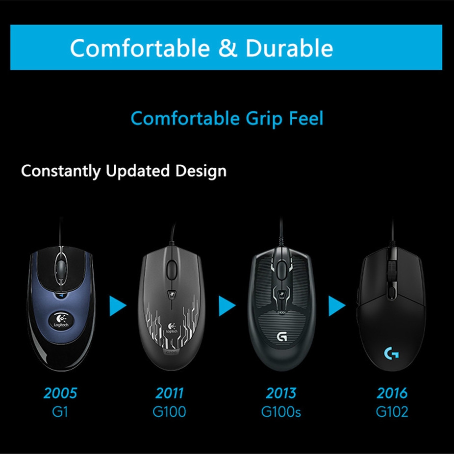 Chuột chơi game có dây Logitech G102 8000 DPI chất lượng cao