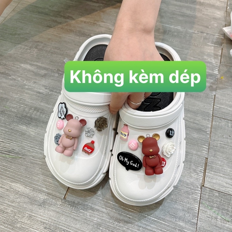 Nút gắn dép Crocs 3D Bearbrick Jibbitz Charm Sticker cài dép Sục, Satihu, Cá Sấu