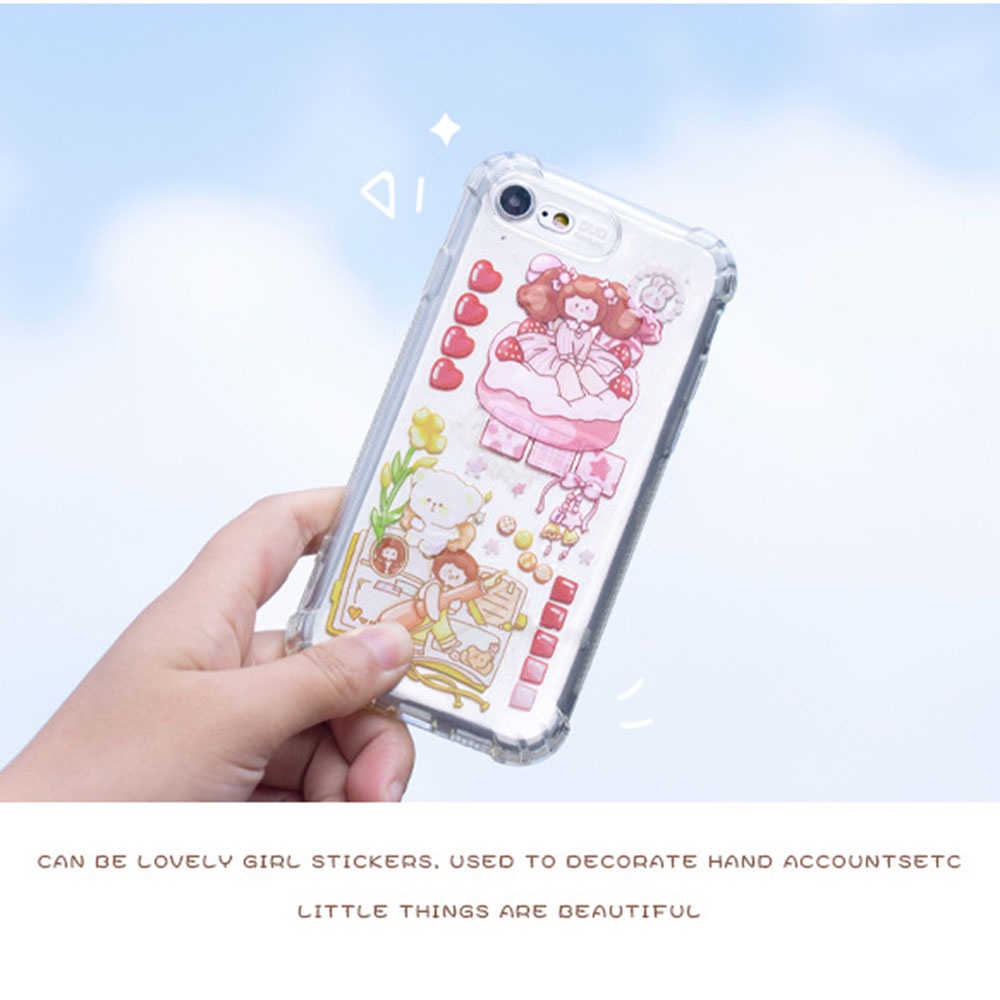 Bộ 100 Miếng Dán Hình Thỏ / Gấu Hoạt Hình Dễ Thương Dùng Trang Trí Sổ Tay Diy