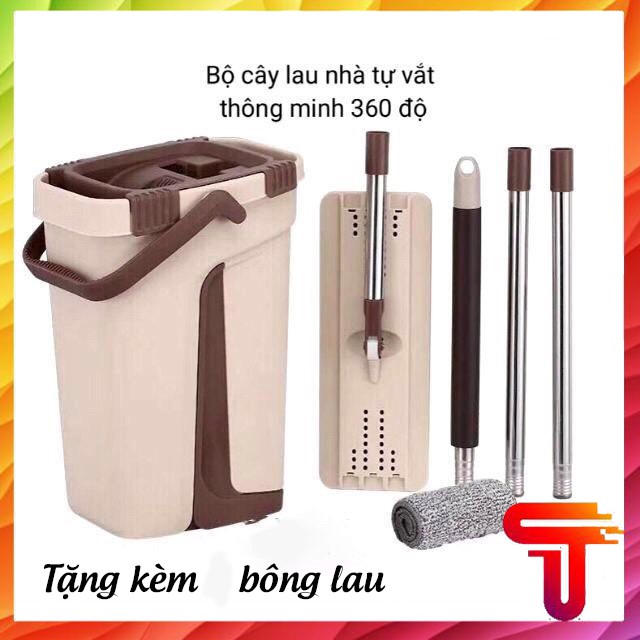 Bộ Cây Lau Nhà Chổi Lau Nhà Tự Vắt 360 Độ Chính Hãng Cao Cấp Tặng Kèm 2 Bông Lau 5.0