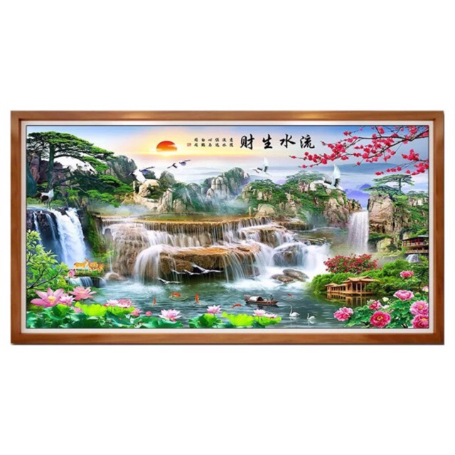 |Thêu Kín| Tranh thêu chữ thập phong cảnh thiên nhiên FJ0786_Chưa thêu