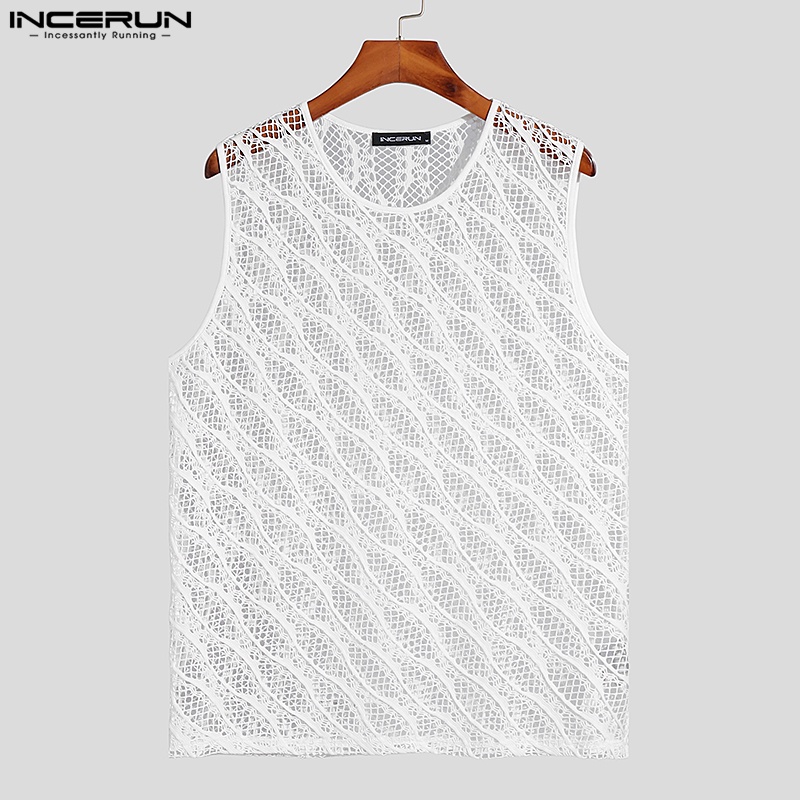 INCERUN Áo Lưới Ba Lỗ Thời Trang Đi Biển Mùa Hè Cho Nam