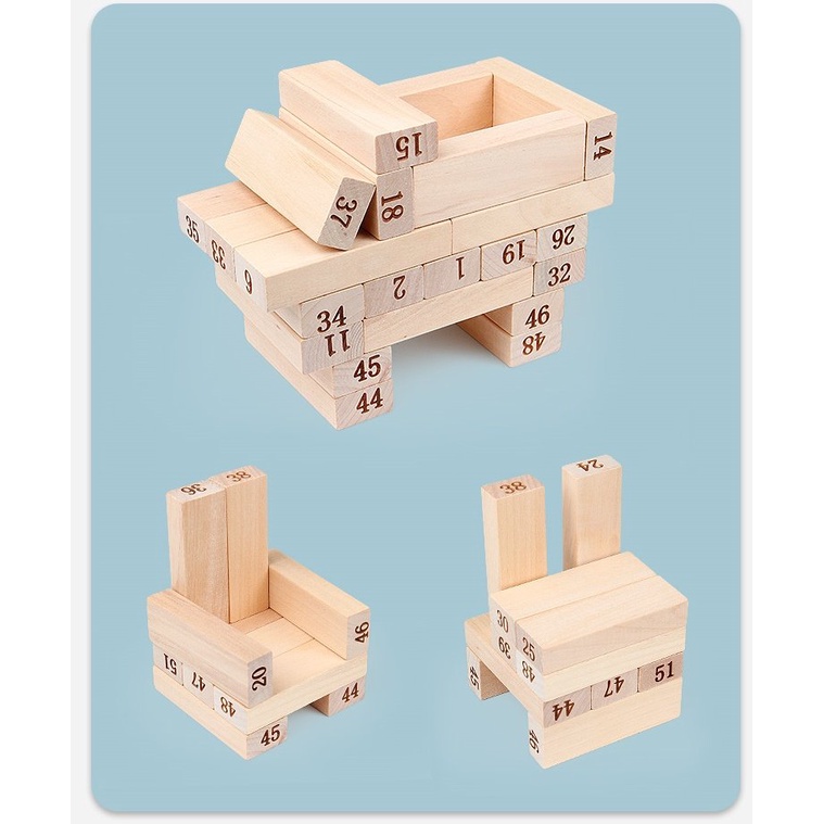 Bộ Đồ Chơi Rút Gỗ Loại To 48 Thanh Đồ Chơi Thông Minh Cho Bé