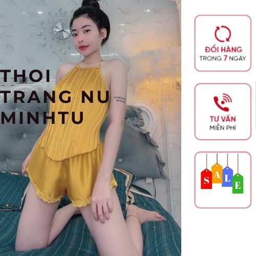 Đồ Ngủ Nữ, Đồ Ngủ Lụa 2 Dây Mặc Nhà Lụa Satin Cao Cấp Đủ Size Dưới 60Kg- Quần Áo Ngủ Nữ