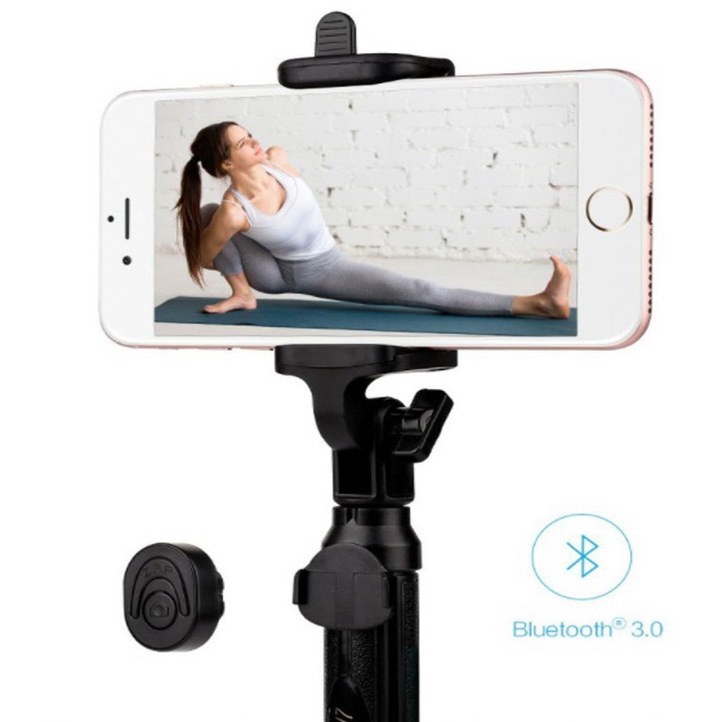 Gậy chụp hình Selfie Tripod Selfie Stick Mini gậy tự sướng nhám có 3 chân tặng kèm nút điều khiển Phặn Phặn