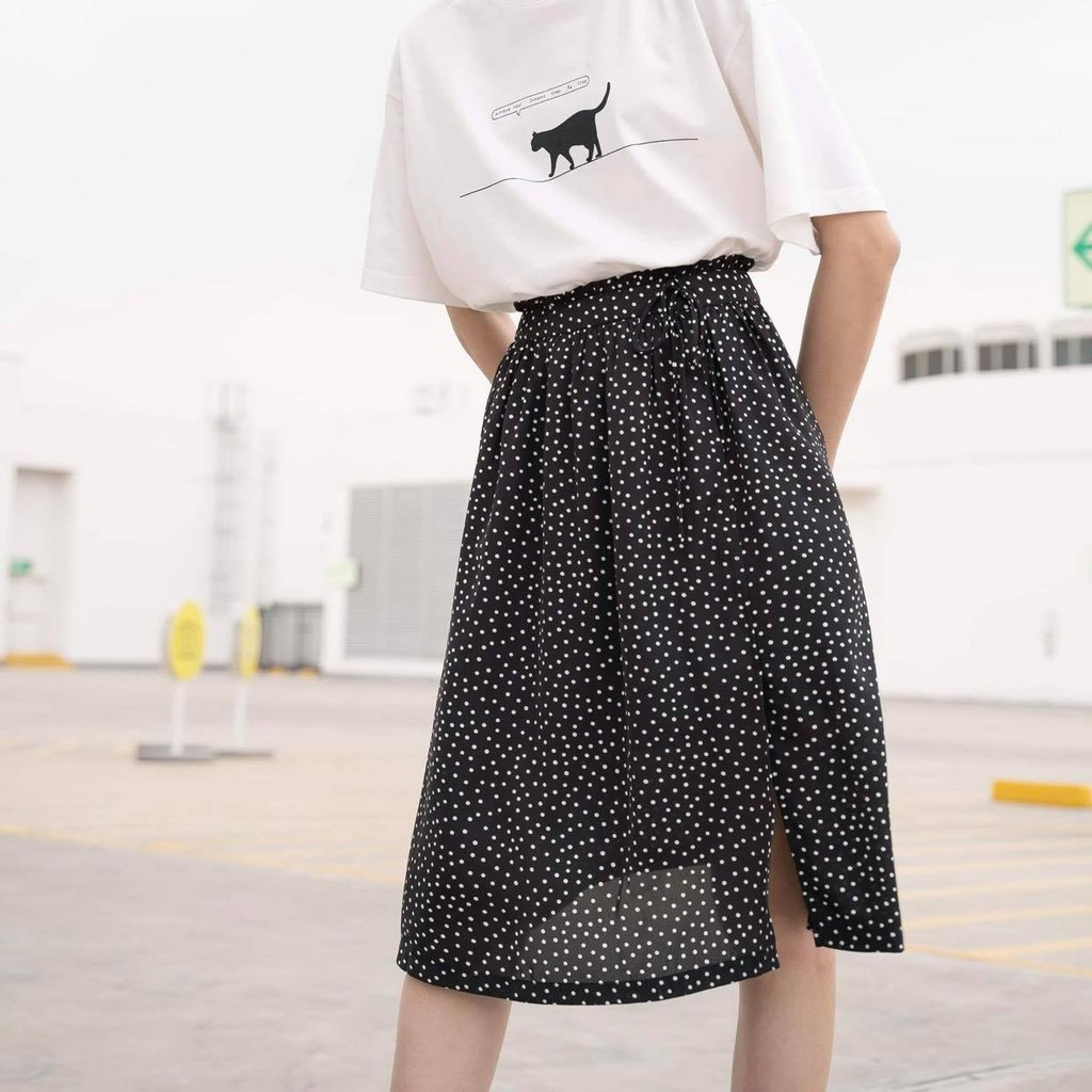 Chân váy xẻ dài cạp bèo nữ MADELEN chất vải chiffon nhiều màu họa tiết