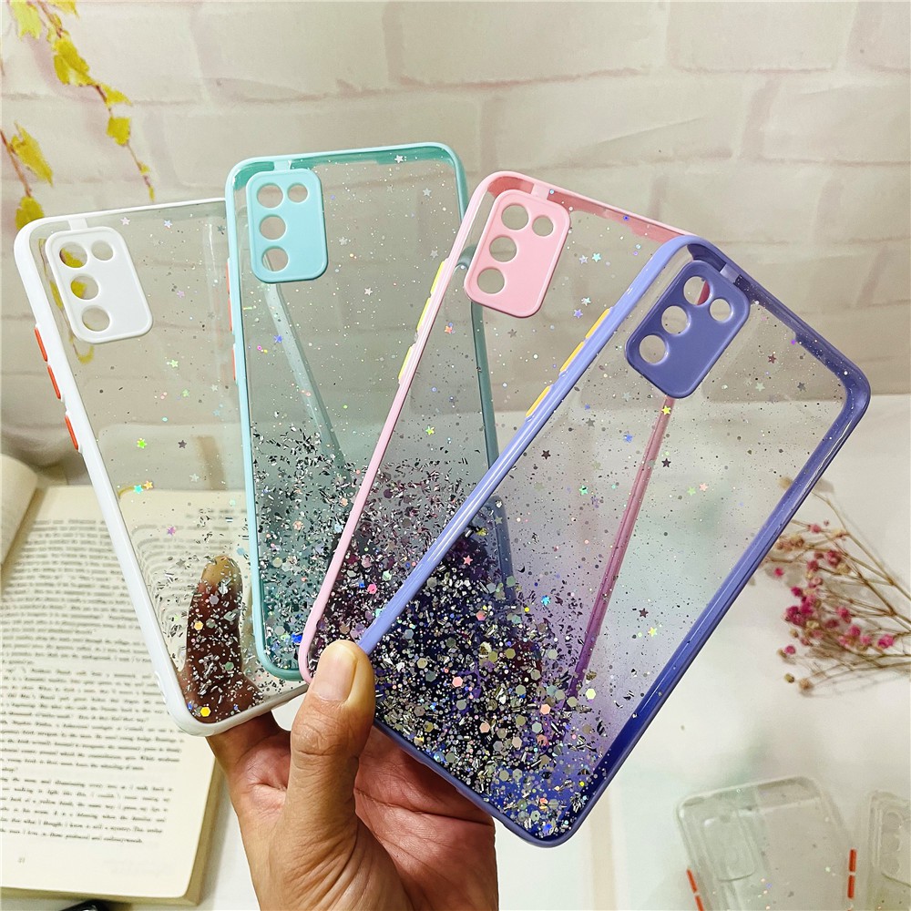 Ốp Điện Thoại Trong Suốt Lấp Lánh Kèm Khung Bảo Vệ Camera Cho Oppo A54 4g 2021 A55 5g