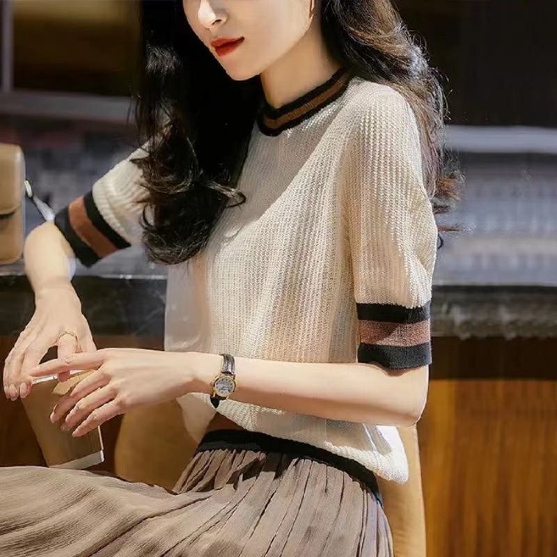 áo len tay cộc chất mỏng