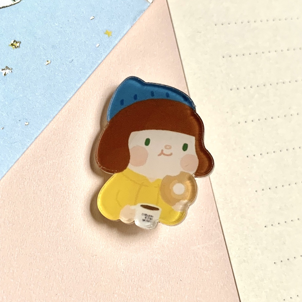 Sticker cài áo, Huy hiệu balo dễ thương Tobun Fashion nhựa acrylic SPM03