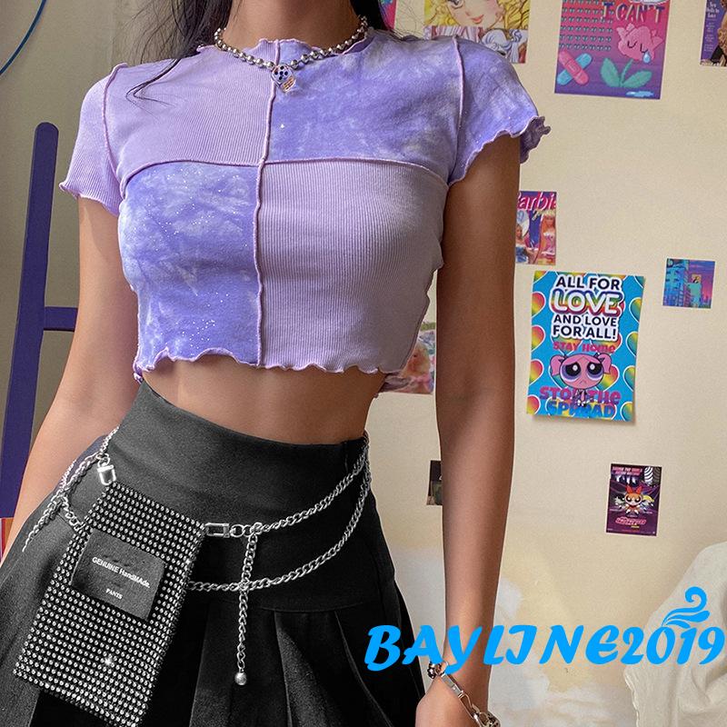  Áo croptop cổ tròn tay ngắn thời trang sành điệu cho nữ