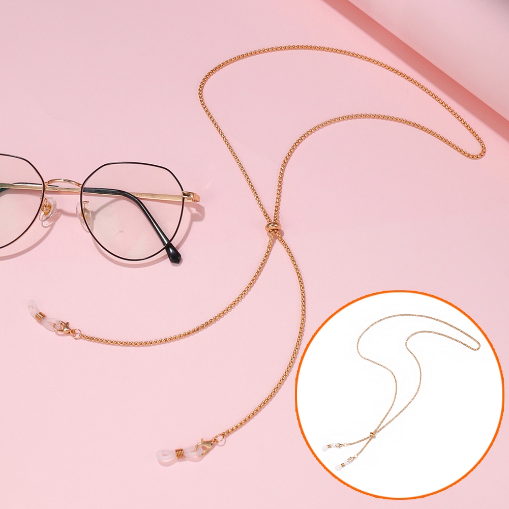 1 Dây Xích Kim Loại Đeo Kính Mát Màu Trơn Thời Trang