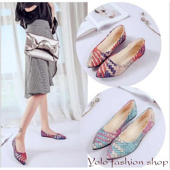 [OD16] Giày bệt búp bê nữ đế bằng da mềm phối màu cực xinh hàng QC cao cấp - Kèm hình thật