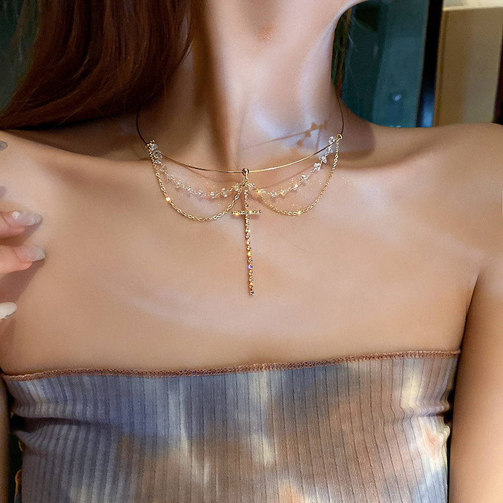 Vòng Cổ Choker Mặt Hình Thánh Giá Phong Cách Hàn Quốc